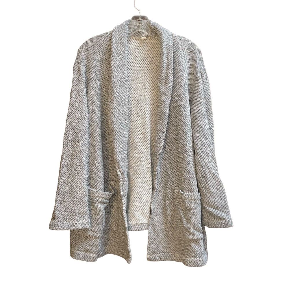 Eileen Fisher XL Organic Cotton Gray Open Front Woven Jacket - Picture 2 of 7
